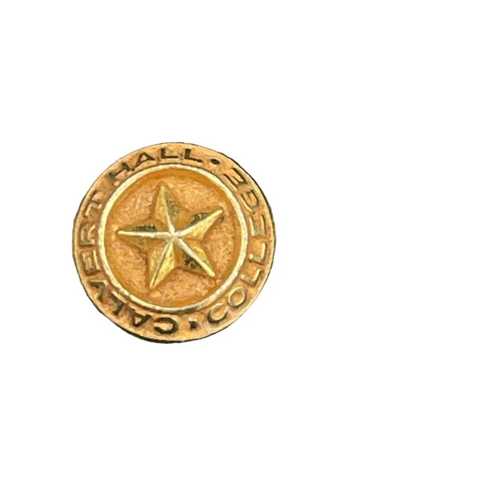 Calvert Hall Baltimore College Gold Star Pin Fob Charm Round Small 1940s